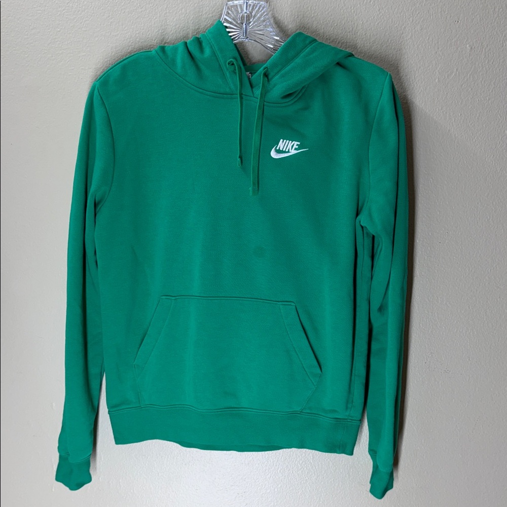 Nike Men’s Green Crewneck Hoodie with White Swoosh